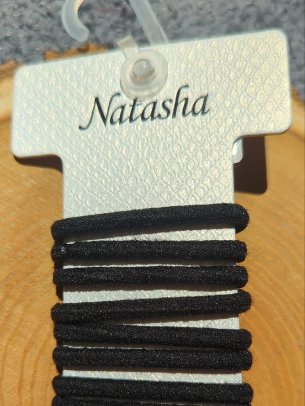 Natasha Black Elastic Hair Tie Set with Silver Metal Accent Hair Tie